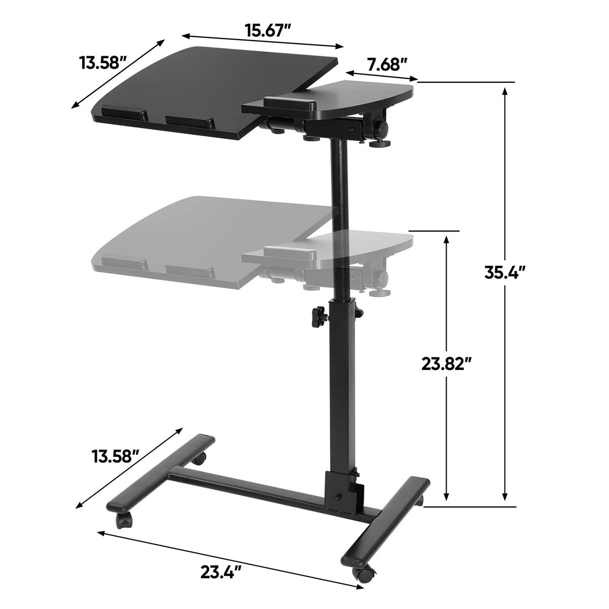 Rolling Overbed Table Laptop Cart Black G66660
