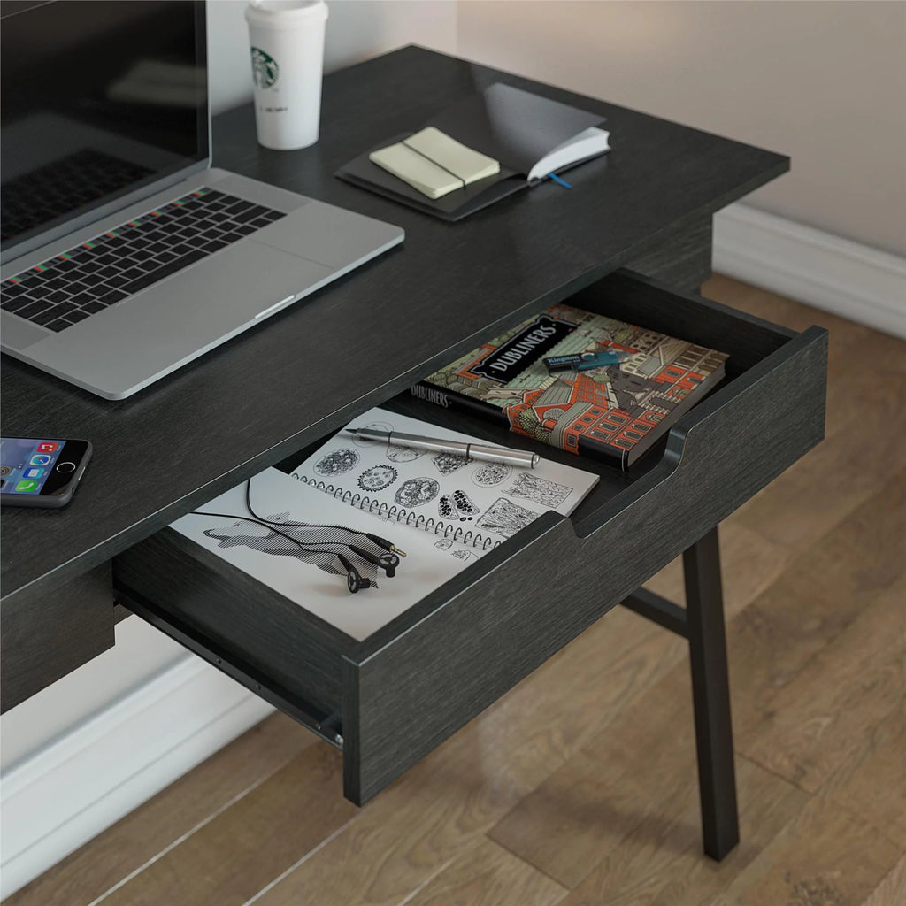 Black Oak Computer Desk with Drawer T52128