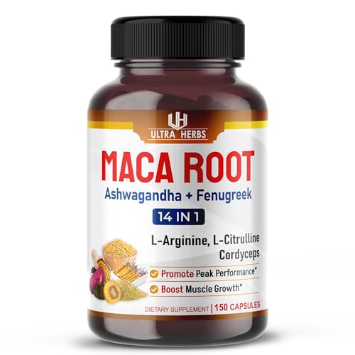 Organic Maca Root Black, Red, Yellow with Ginseng, Ashwagandha, Fenugreek 150 Count Q758