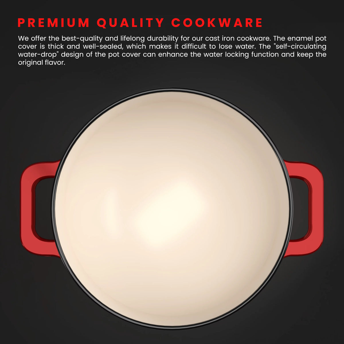 Enameled Cast Iron Dutch Oven with Lid Red Q5760