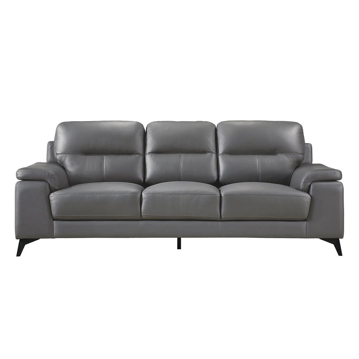 Dark Gray Leather 2-Piece Upholstered Sofa Set C366