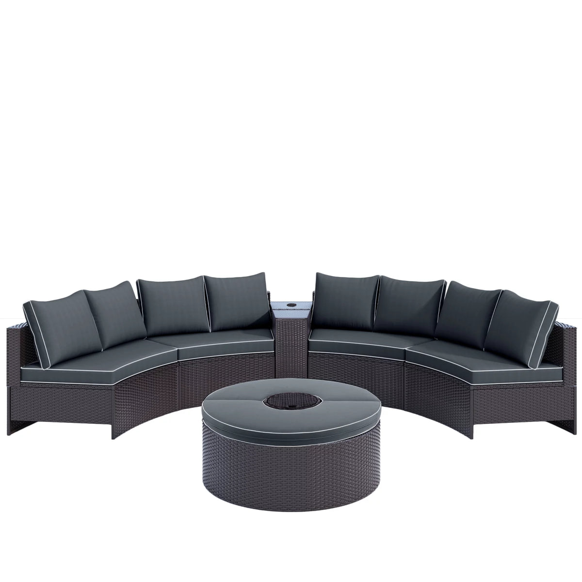 6 Piece PE Wicker Outdoor Sectional Sofa Set with Side Table E4188