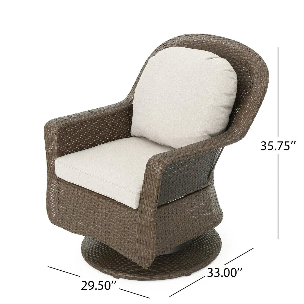 Outdoor Wicker Swivel Club Chairs with Water Resistant Cushions Y8935