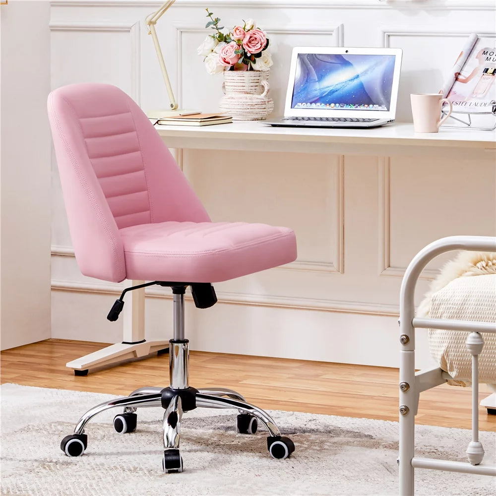Pink Faux Leather Office Desk Chair K189