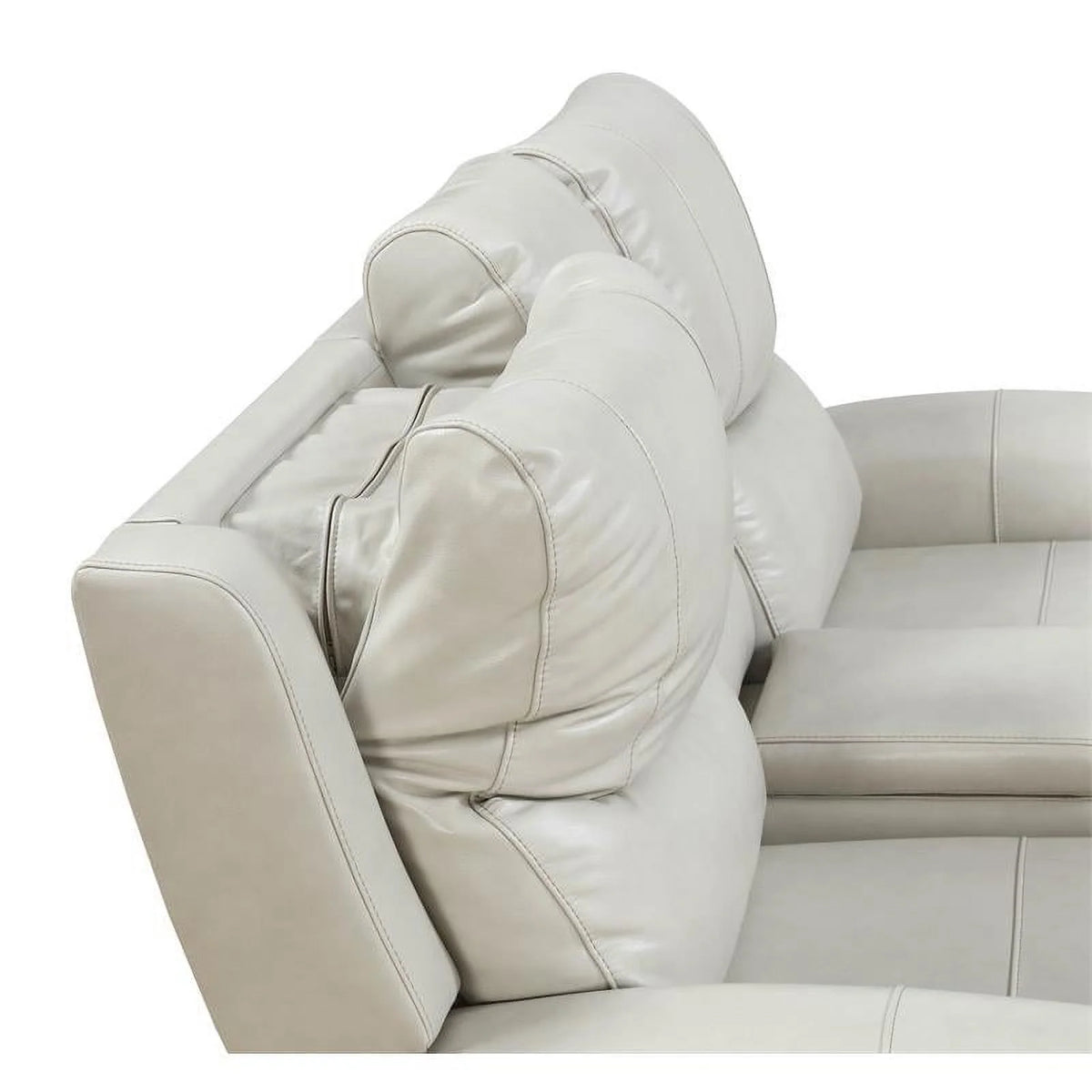 Ivory Leather Power Reclining Console Loveseat V6382