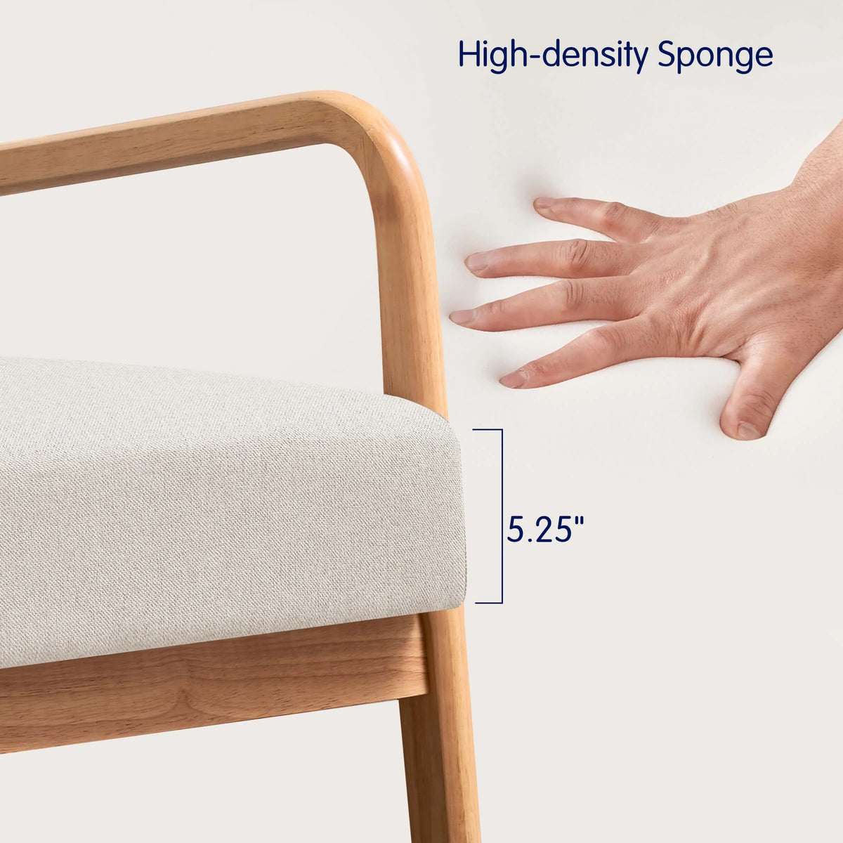 Linen Upholstered Accent Chair with Solid Wood Frame, Beige O8587