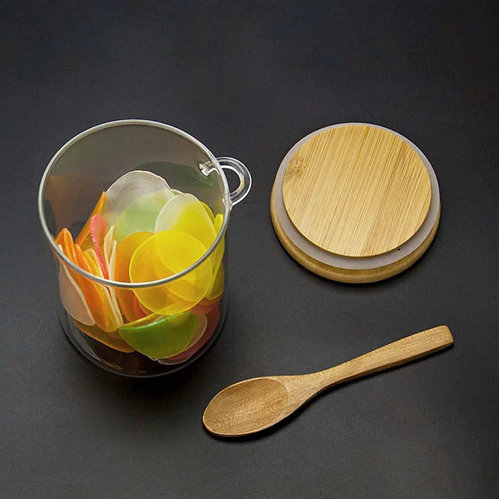 16 Oz Glass Jars with Bamboo Lid and Spoon I573