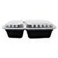 38 oz. Black Rectangular 2-Compartment Food Containers with Clear Lids S10472
