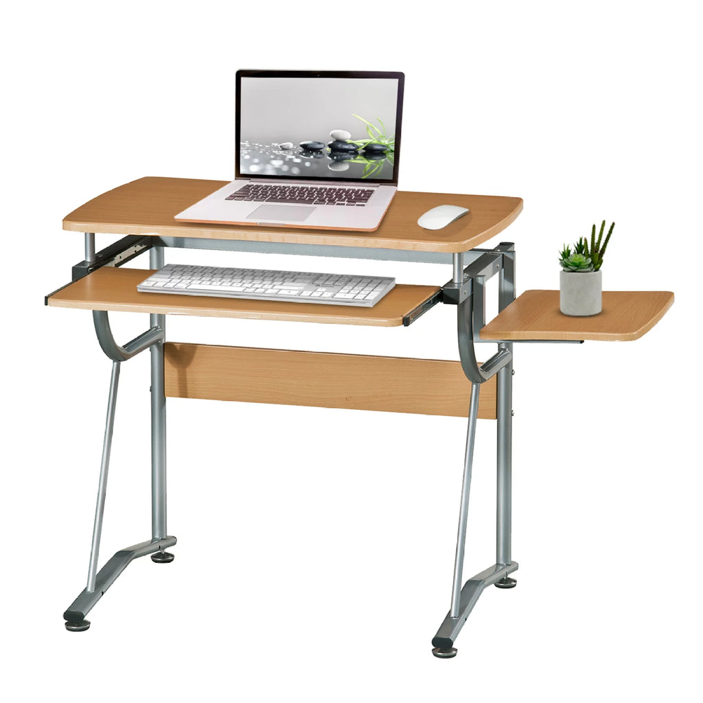 Compact Computer Desk with Side Shelf and Keyboard Panel H573