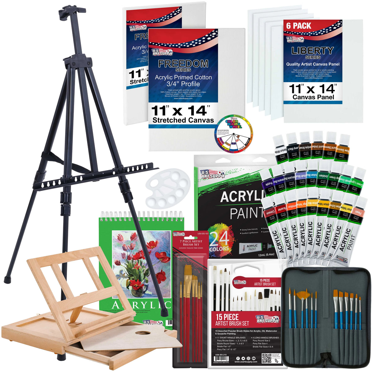 72-Piece Acrylic Painting Set with Easel and Brushes U64113