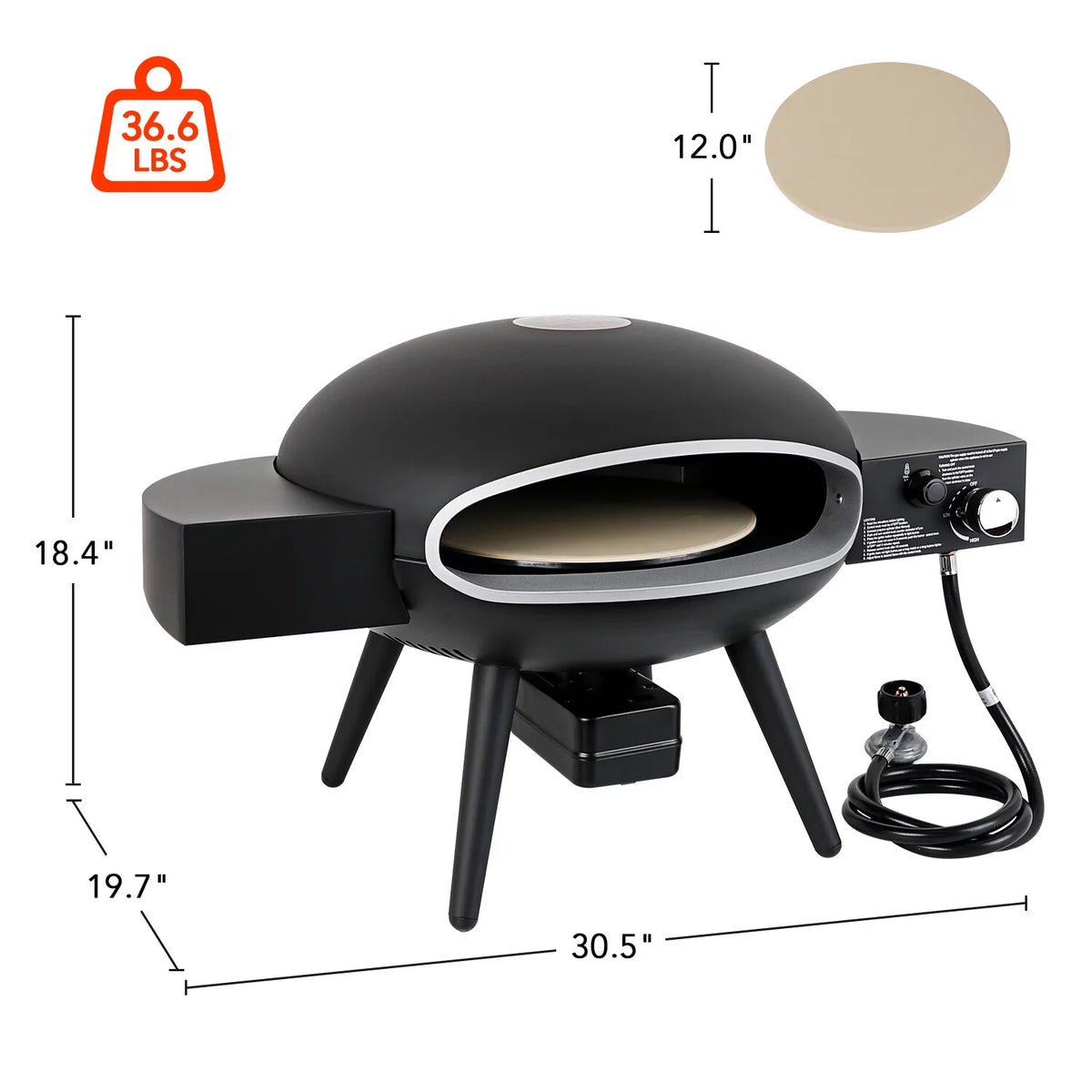 Portable Gas Pizza Oven with Stainless Steel Pizza Grill U31611