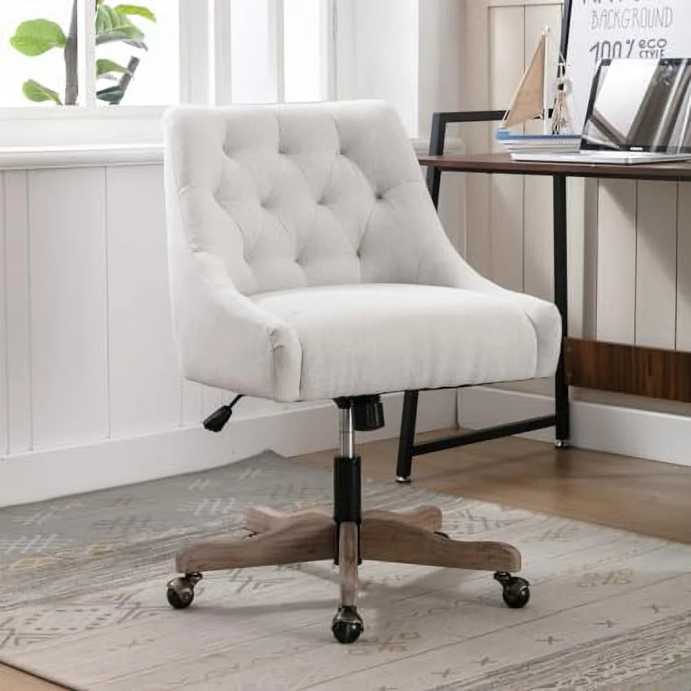 Comfy Home Office Chair with Curved Backrest Adjustable Swivel Armless Chair R83833